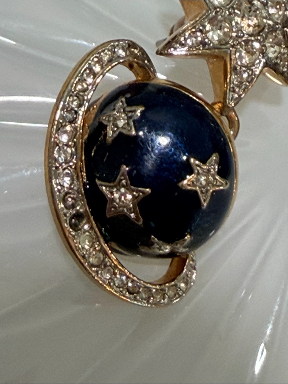 Butler & Wilson Celestial Saturn & Star Earrings - Navy and Gold - Picture 6 of 6